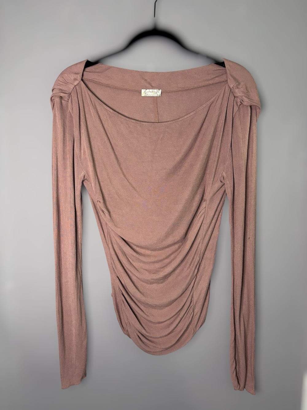Intimately Free People Mauve Ruched Drape Neck Top XS